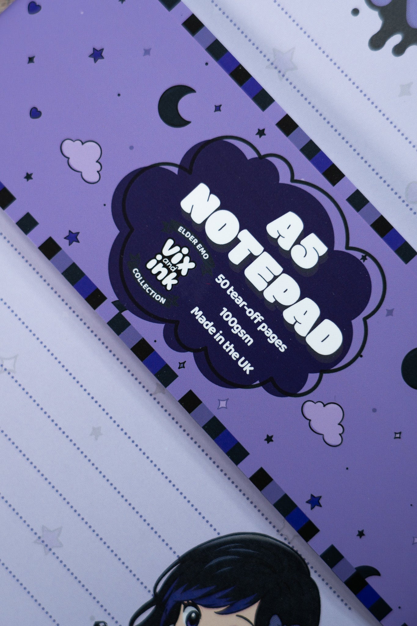 A5 Elder Emo Notepad | Cute Goth Stationery Desk Organiser Memo Pad