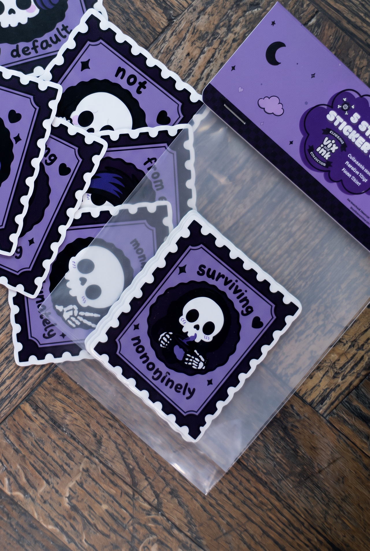 Elder Emo 5 Stamp Sticker Pack | Cute Goth Stationery Set Vinyl Laptop Decals