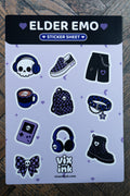 Elder Emo Sticker Sheet | Cute Goth Vinyl Stickers Laptop Decals