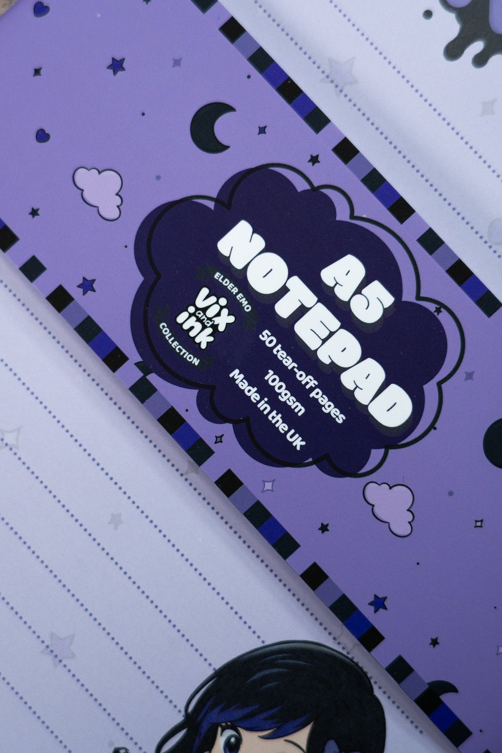 A5 Elder Emo Notepad | Cute Goth Stationery Desk Organiser Memo Pad - Vix and Ink
