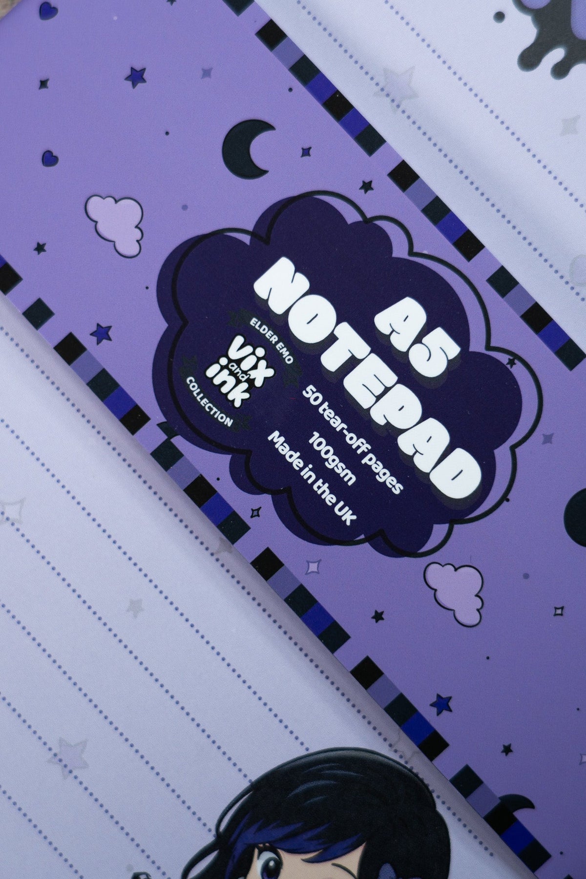 A5 Elder Emo Notepad | Cute Goth Stationery Desk Organiser Memo Pad - Vix and Ink