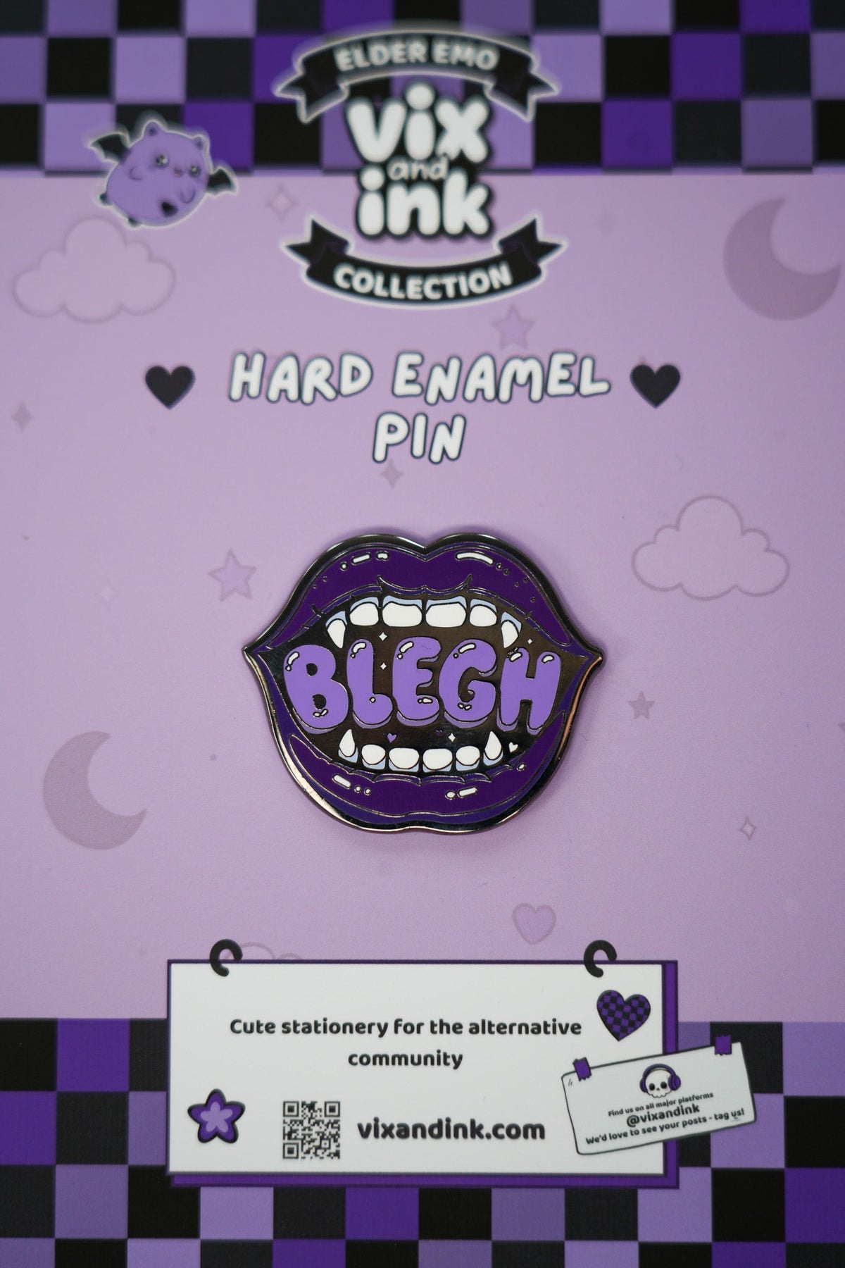 Blegh Metal Pin Badge | Heavy Metalcore Goth Enamel Lapel Pin - Vix and Ink