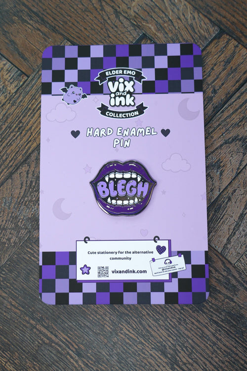 Blegh Metal Pin Badge | Heavy Metalcore Goth Enamel Lapel Pin - Vix and Ink