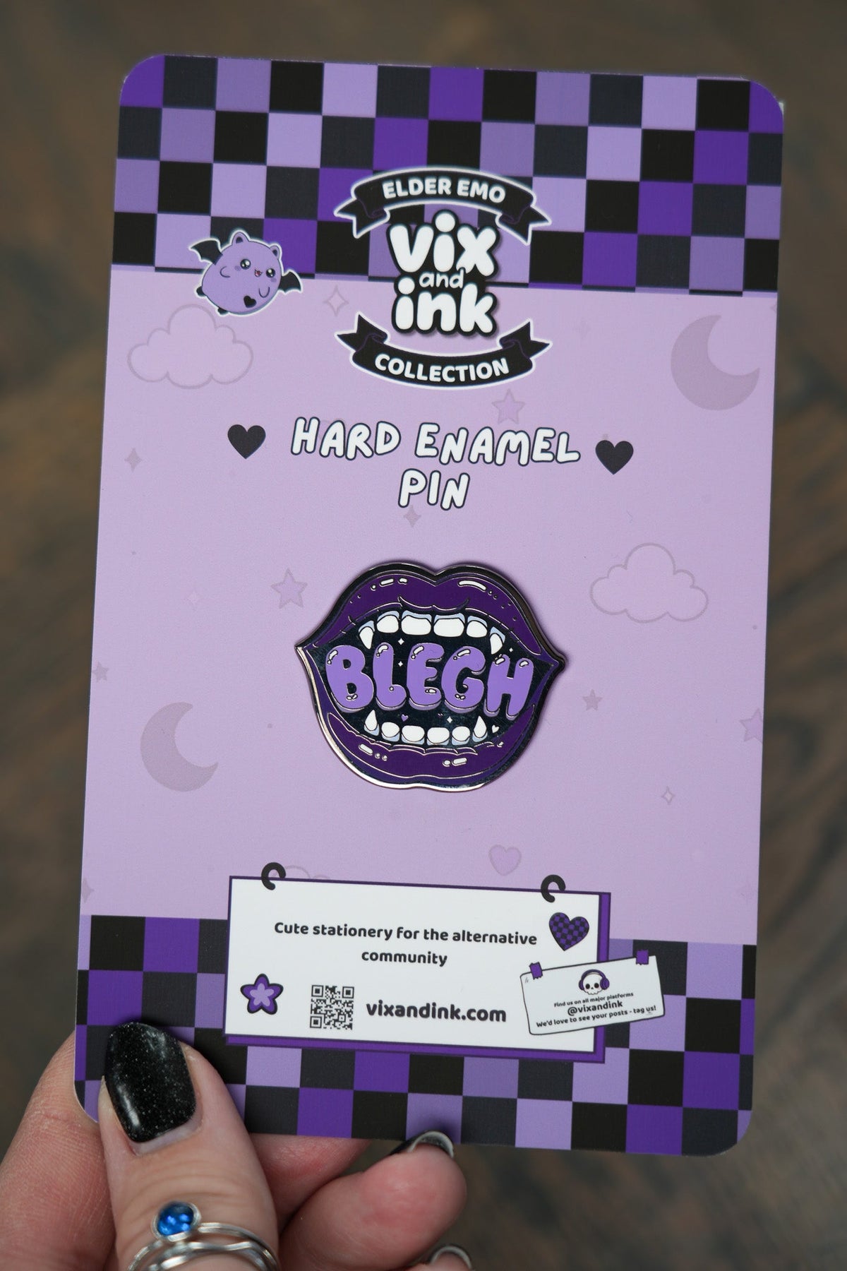 Blegh Metal Pin Badge | Heavy Metalcore Goth Enamel Lapel Pin - Vix and Ink