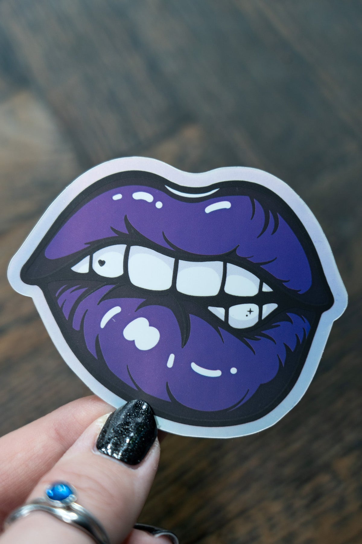 Bold Purple Lips Sticker | Alternative Goth Matte Holographic Decal - Vix and Ink