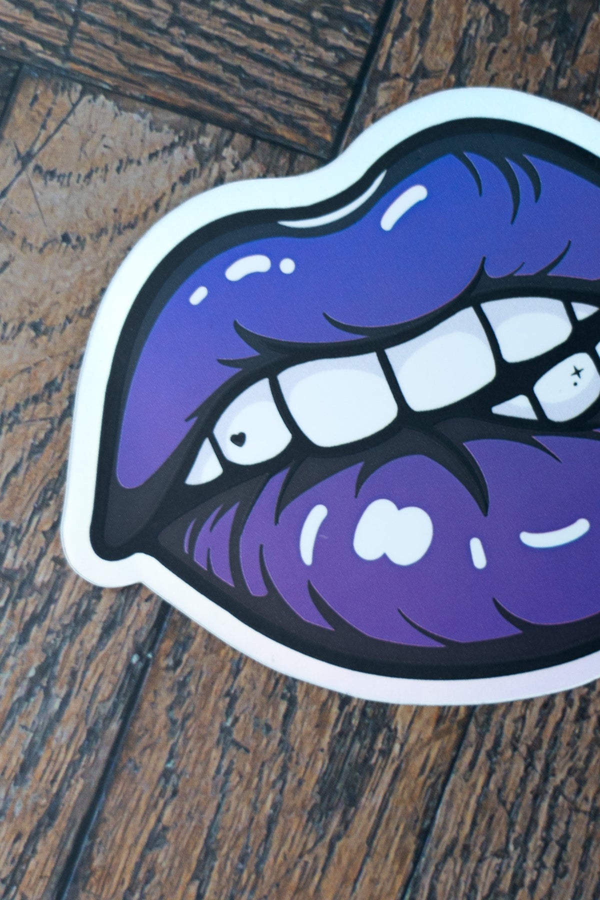 Bold Purple Lips Sticker | Alternative Goth Matte Holographic Decal - Vix and Ink