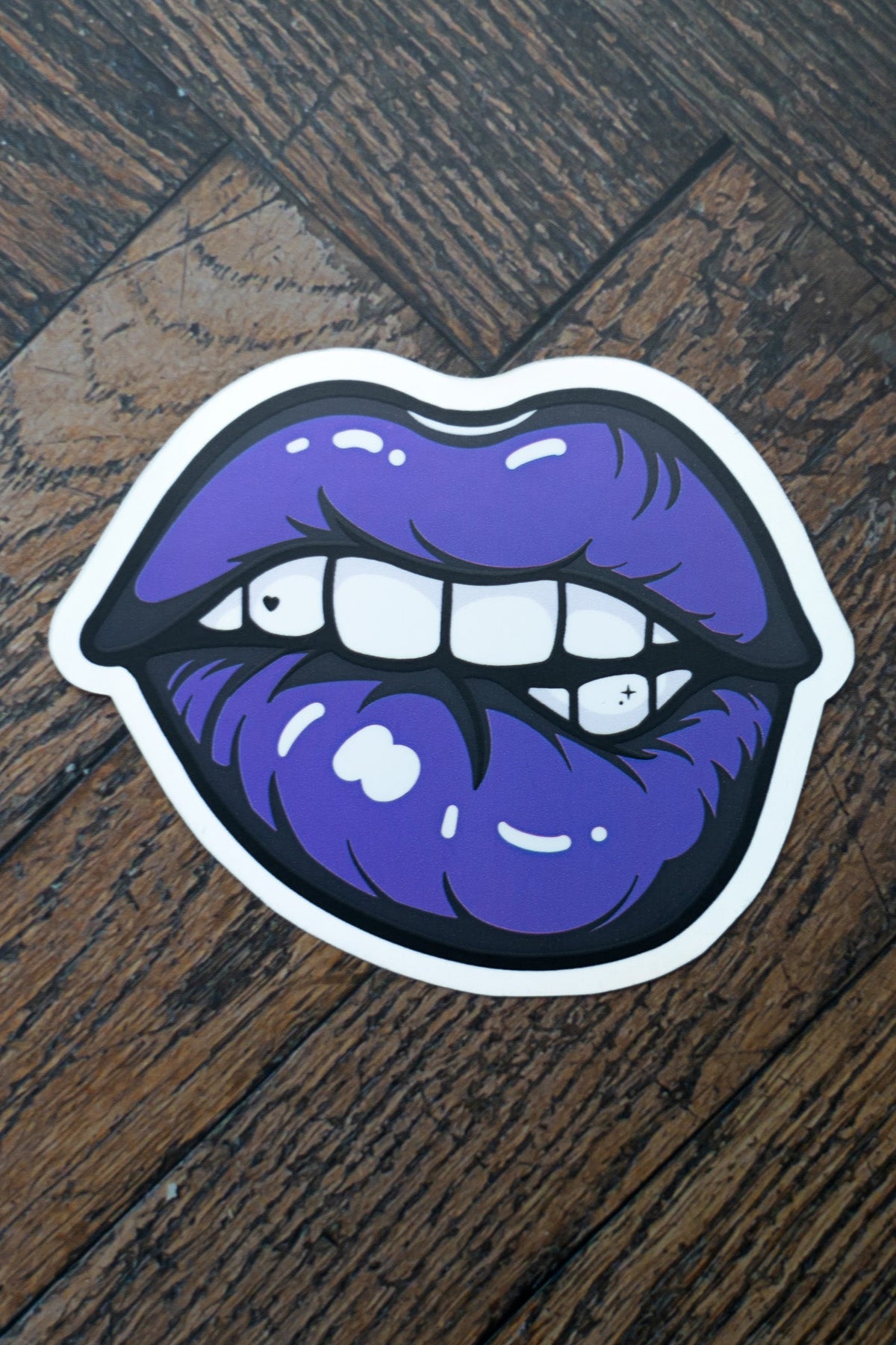 Bold Purple Lips Sticker | Alternative Goth Matte Holographic Decal - Vix and Ink