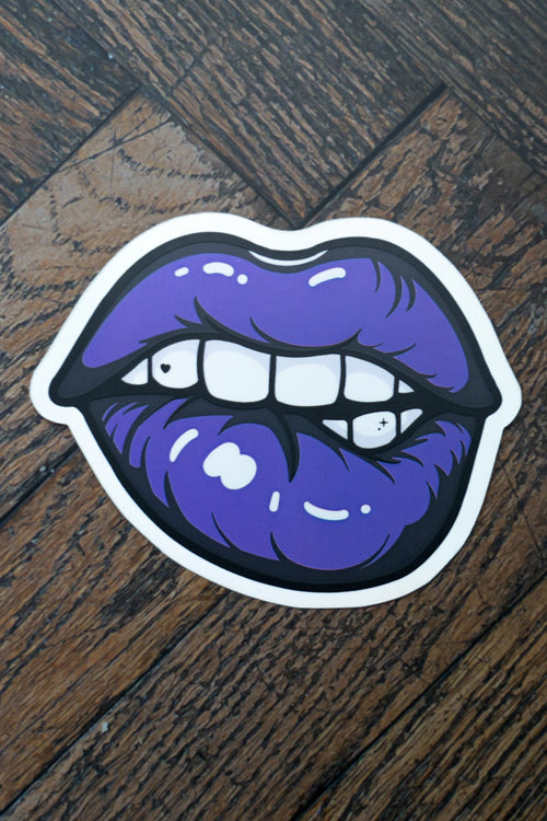 Bold Purple Lips Sticker | Alternative Goth Matte Holographic Decal - Vix and Ink