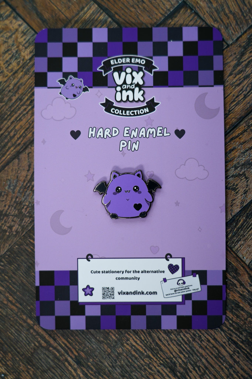 Bubl The Bat Metal Pin Badge | Cute Spooky Halloween Enamel Lapel Pin - Vix and Ink