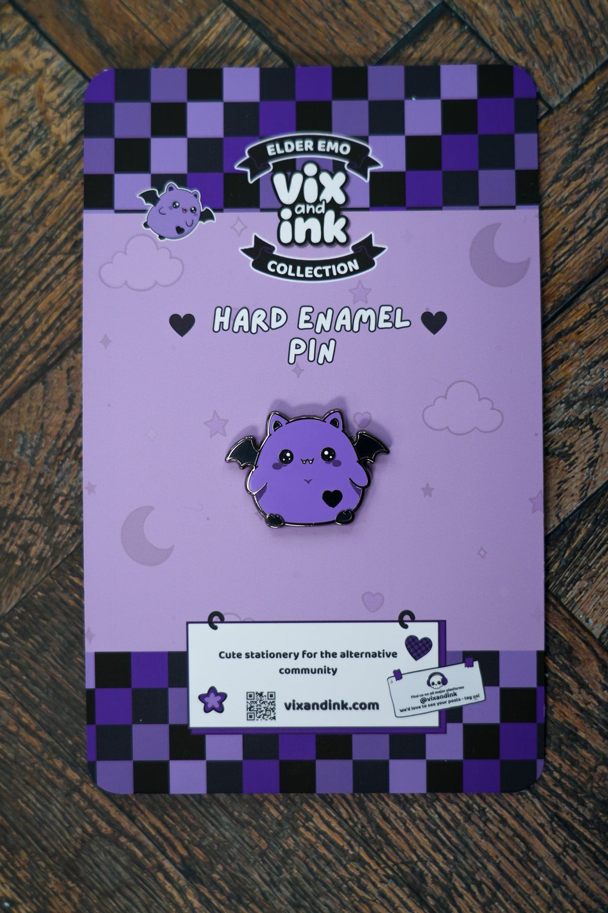 Bubl The Bat Metal Pin Badge | Cute Spooky Halloween Enamel Lapel Pin - Vix and Ink