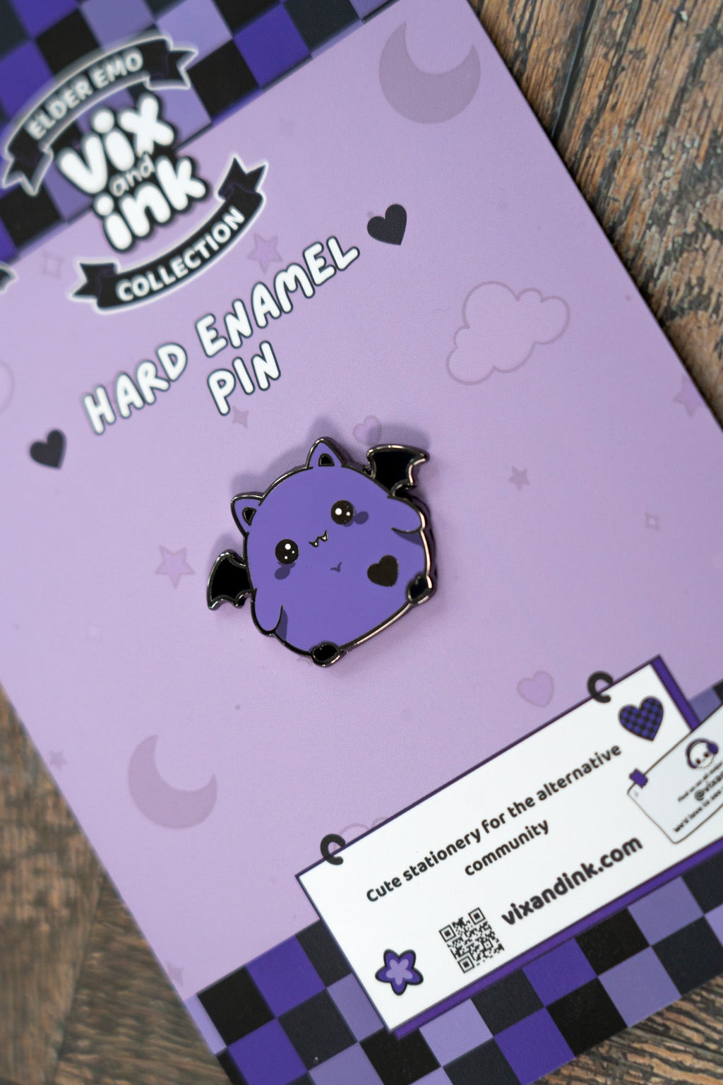 Bubl The Bat Metal Pin Badge | Cute Spooky Halloween Enamel Lapel Pin - Vix and Ink