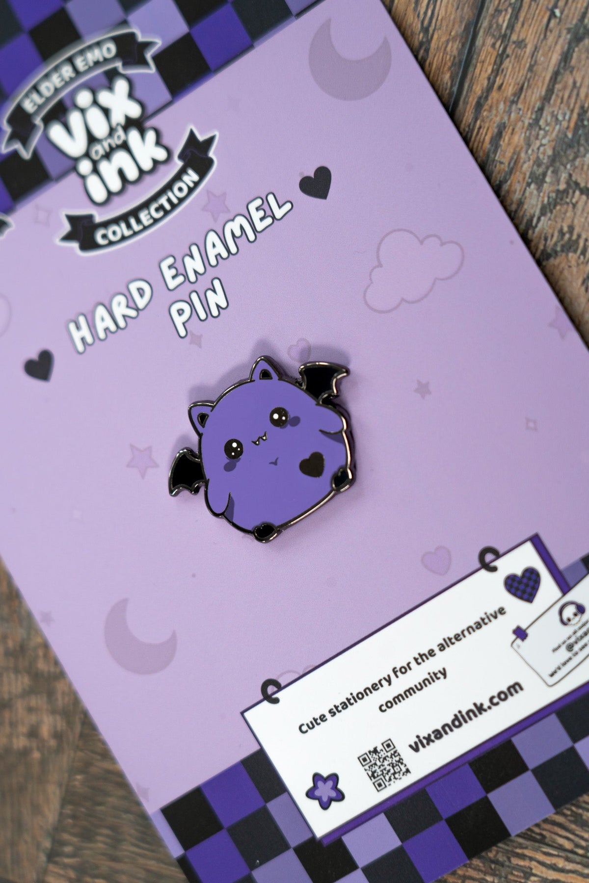 Bubl The Bat Metal Pin Badge | Cute Spooky Halloween Enamel Lapel Pin - Vix and Ink