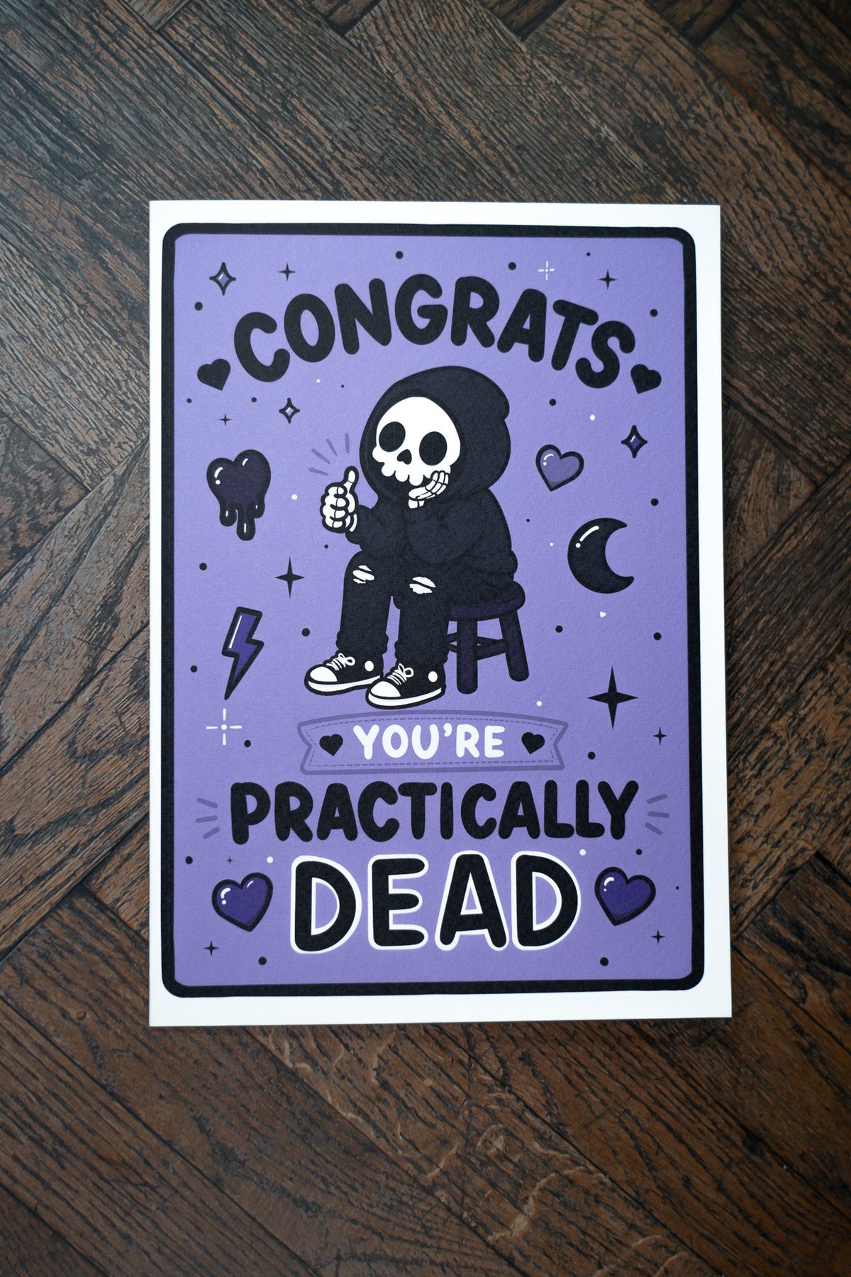 Congrats You're Practically Dead Birthday Card | Dark Humour Birthday Card - Vix and Ink