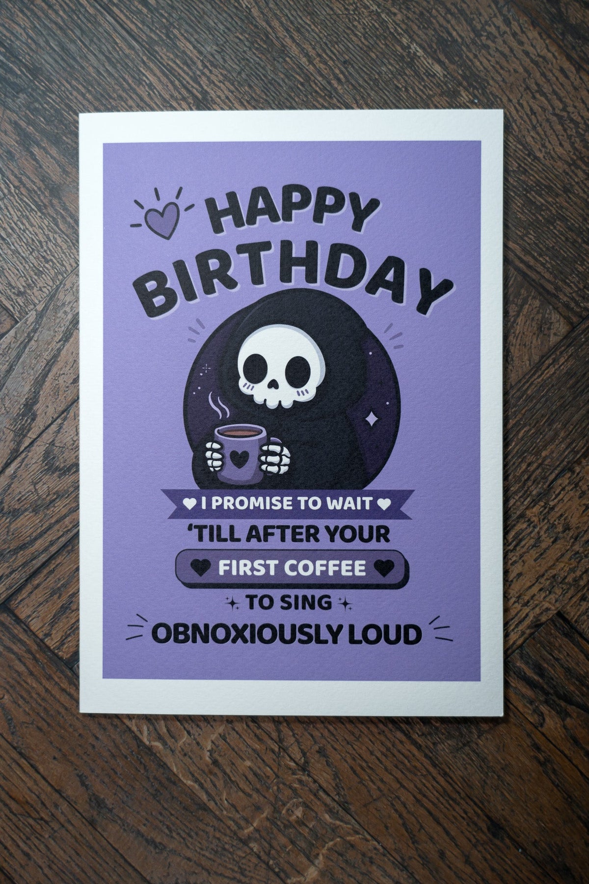 First Coffee Birthday Card | Funny Sarcastic Alternative Greeting Card - Vix and Ink