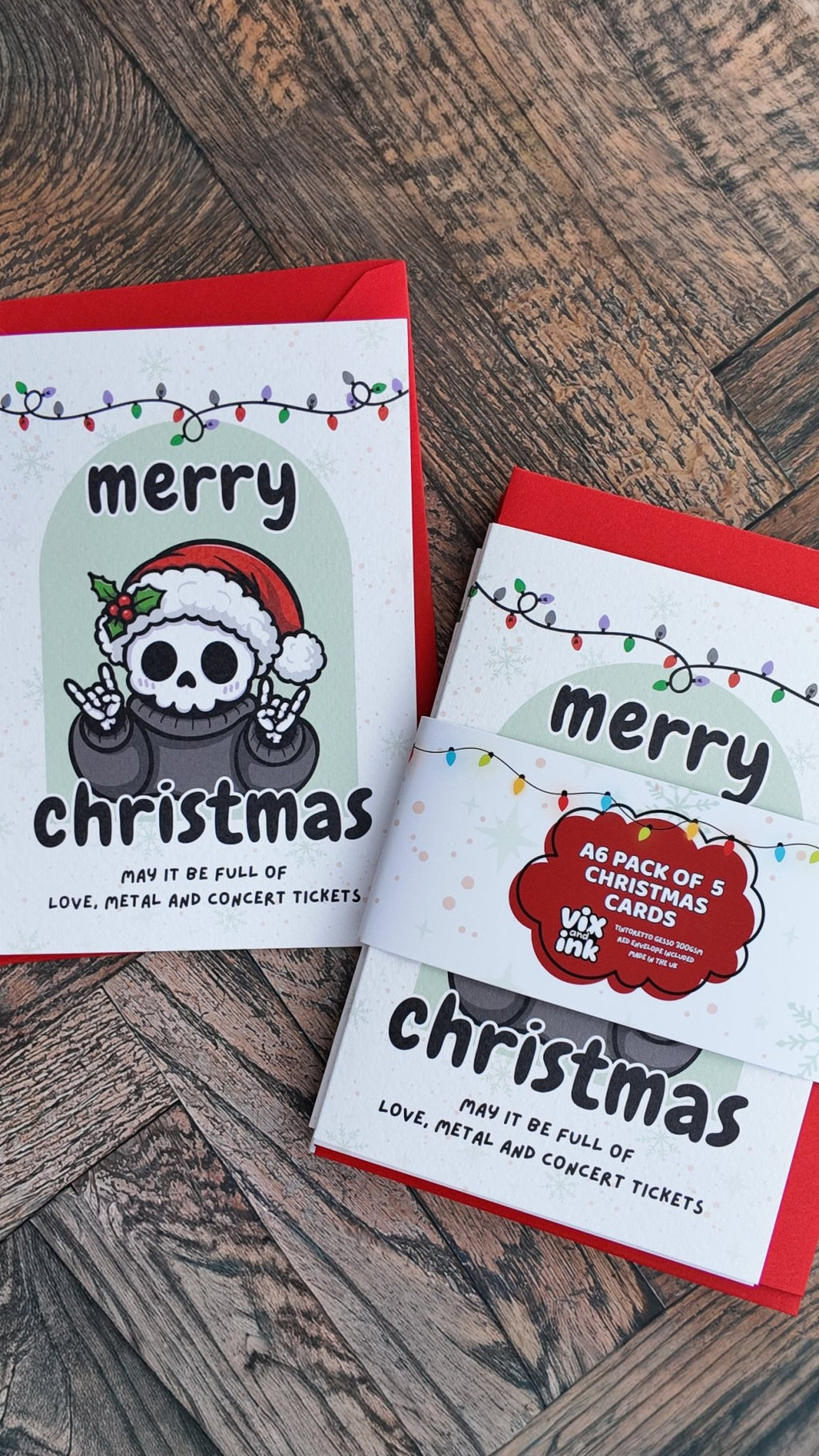 Grim Reaper Alternative Christmas Card Pack | Pack of 5 Goth Holiday Greeting Cards - Vix and Ink