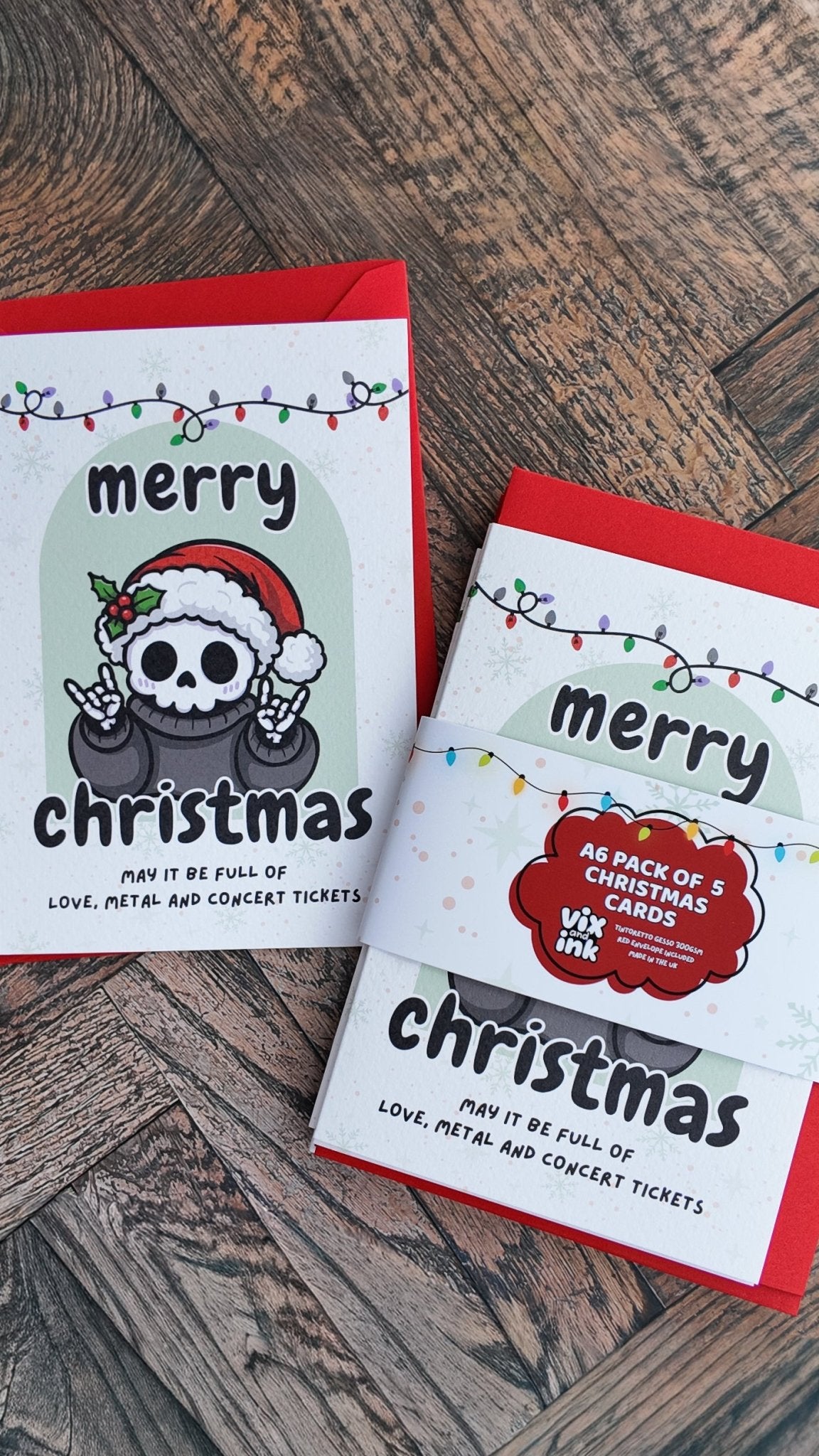 Grim Reaper Alternative Christmas Card Pack | Pack of 5 Goth Holiday Greeting Cards - Vix and Ink