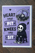 Heart Says Pit Knees Say Sit Birthday Card | Alternative Music Lover Card - Vix and Ink