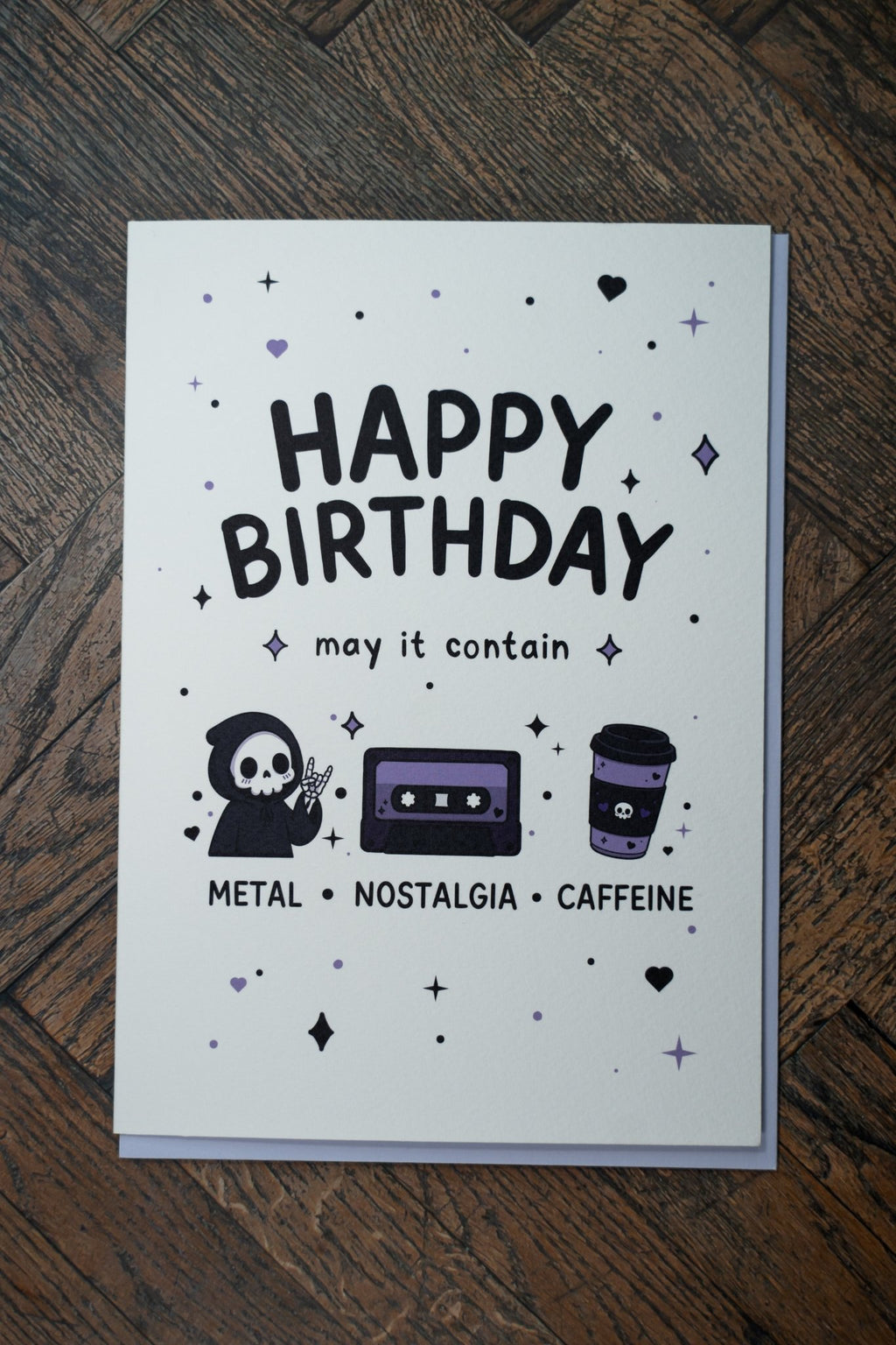 Metal Nostalgia & Caffeine Birthday Card | Alternative Greeting Card - Vix and Ink