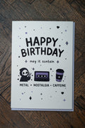 Metal Nostalgia & Caffeine Birthday Card | Alternative Greeting Card - Vix and Ink
