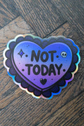 Not Today Purple Heart Sticker | Gothic Introvert Holographic Decal - Vix and Ink