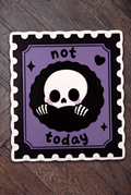 Not Today Stamp Die Cut Sticker | Cute Goth Vinyl Sticker Laptop Decal - Vix and Ink