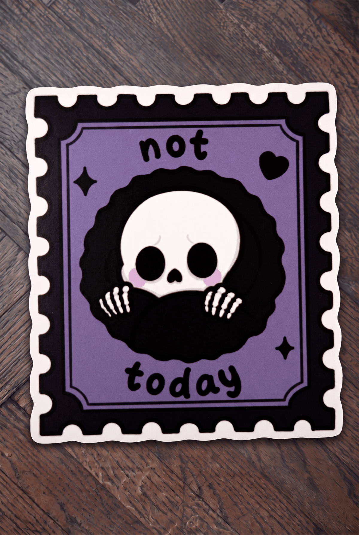 Not Today Stamp Die Cut Sticker | Cute Goth Vinyl Sticker Laptop Decal - Vix and Ink