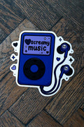 Screamy Music Retro MP3 Sticker | Emo Band Pop Punk Vinyl Laptop Decal - Vix and Ink